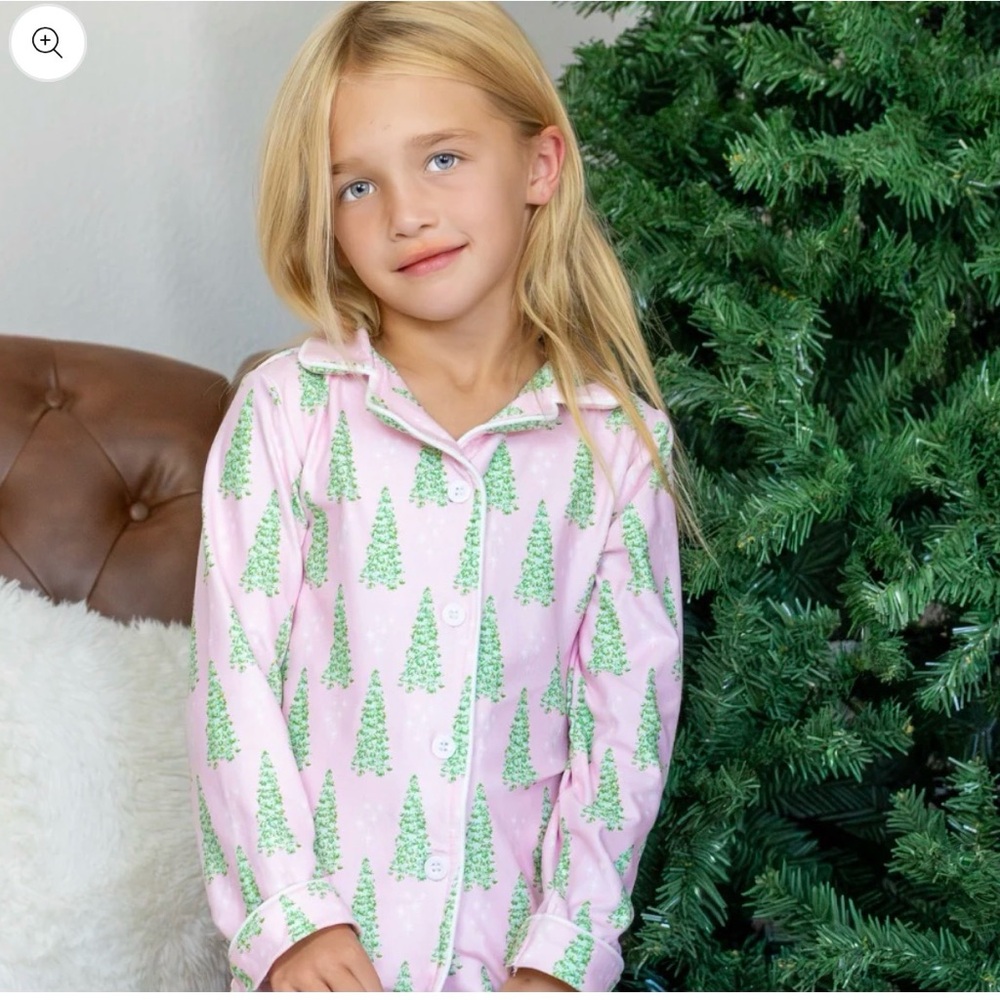 Christmas tree Kids Pajama Set - Light pink